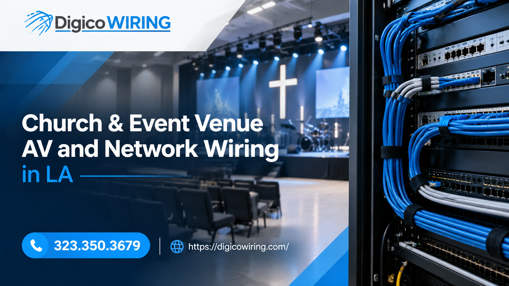 Church and event venue AV installation and network cabling in Los Angeles